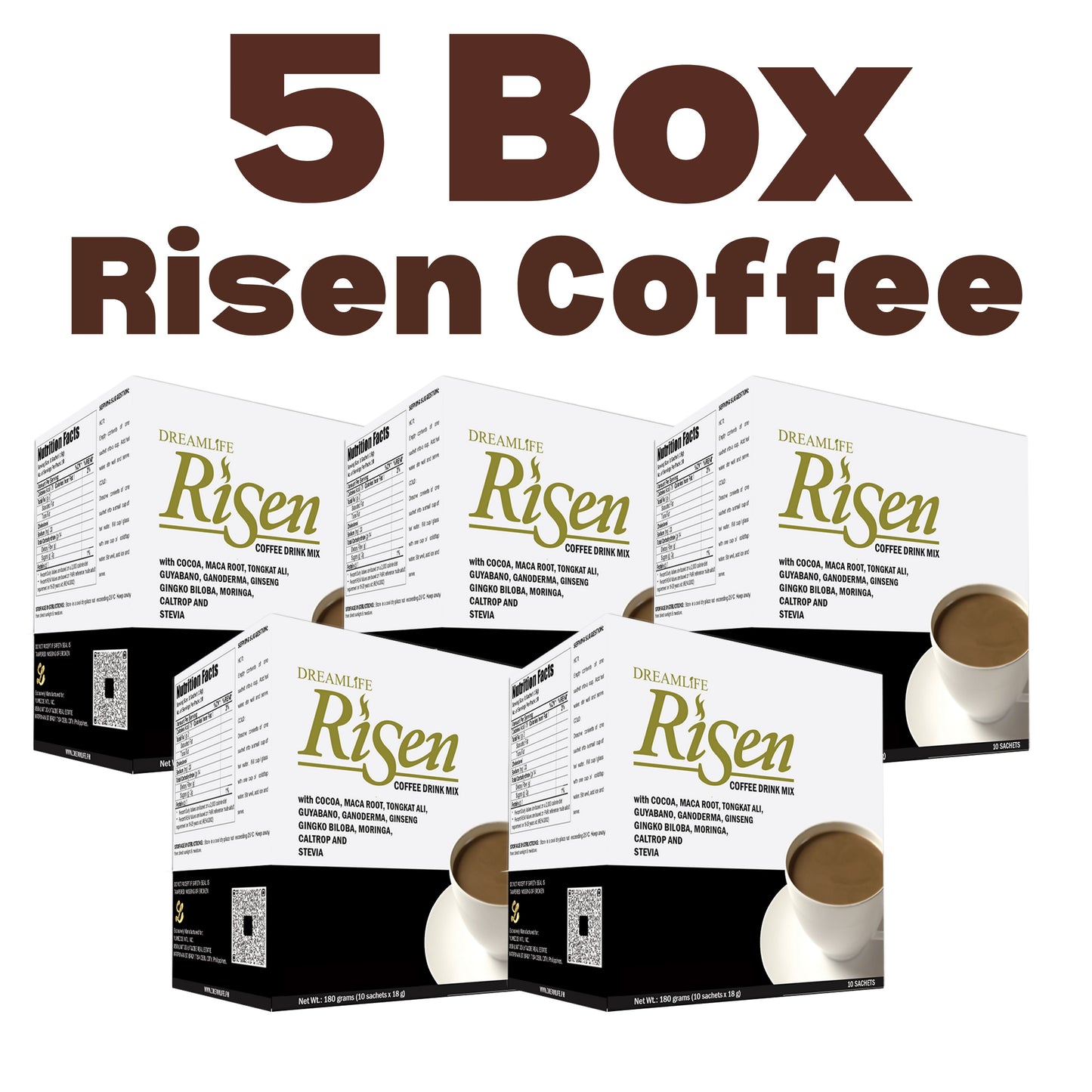 5 BOX RISEN COFFEE ( 50 sachets )